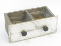 Holz-Pflanzschublade m.Plastik weiss-gewaschen 22x9cm 37594-010